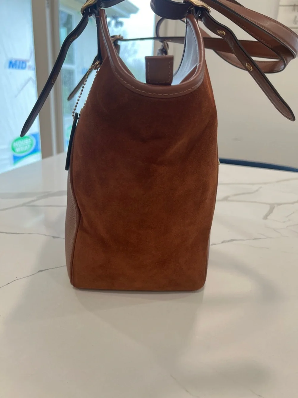 Coach Chestnut Brown Leather Suede Tote - Picture 8 of 14